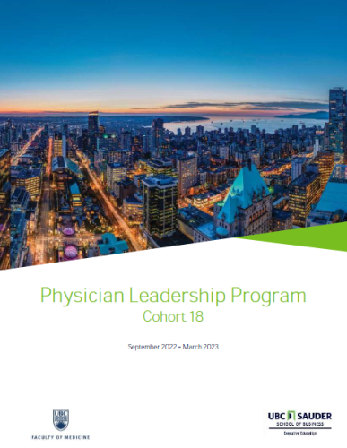 cover of the Physician Leadership Program brochure from UBC